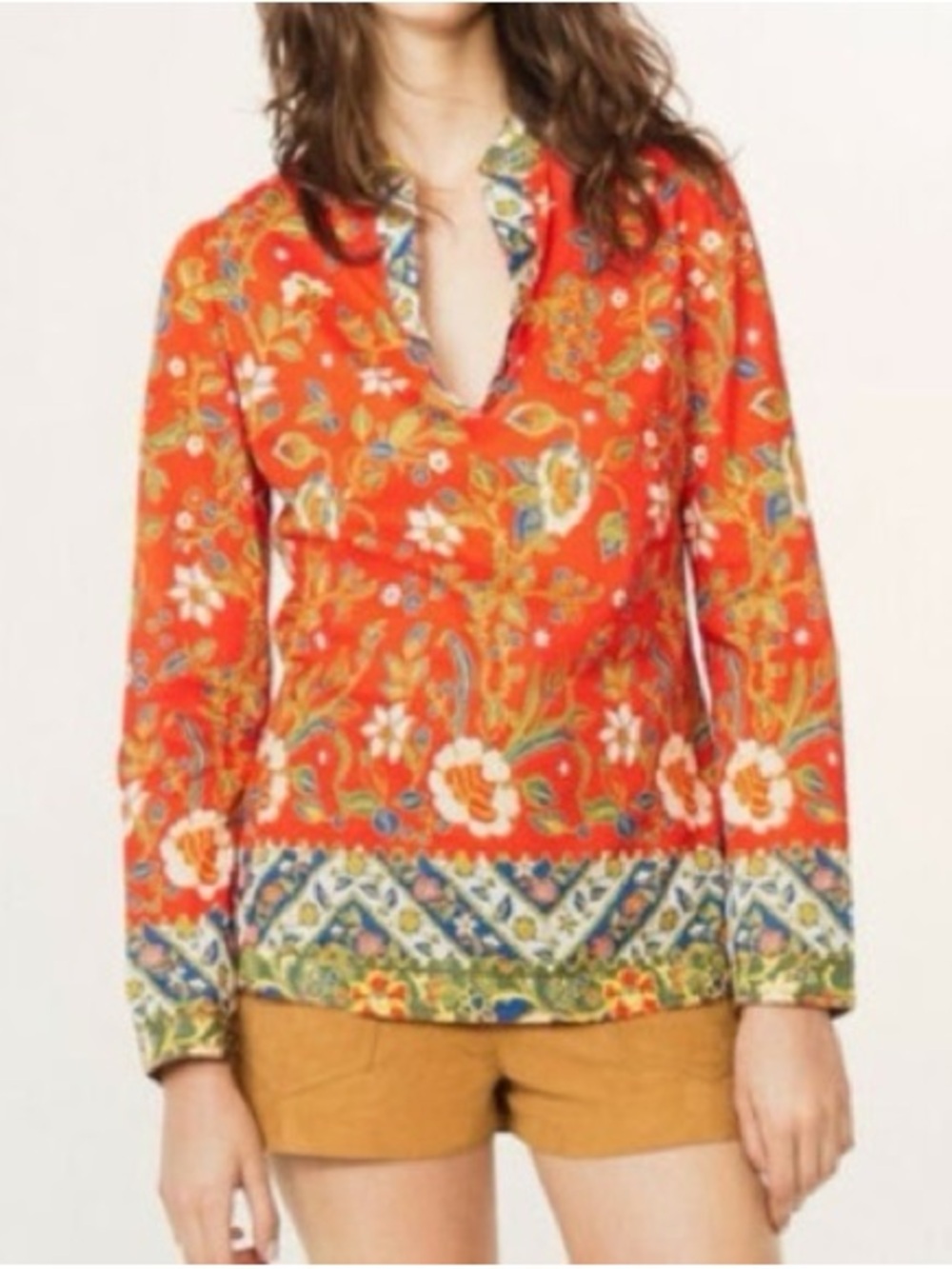 Tory Burch "Stephanie" floral batik tunic top